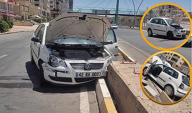 Karaköprü’de otomobil refüje çarptı! 2 yaralı