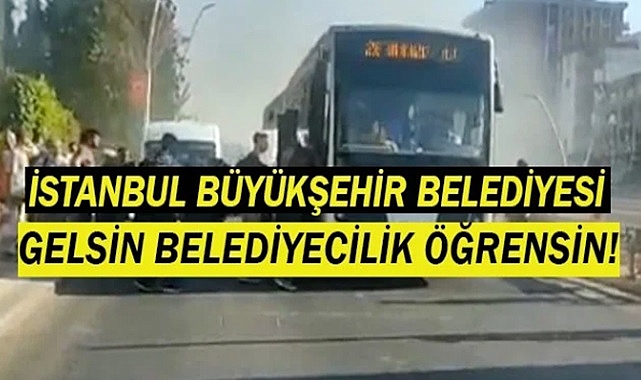Şanlıurfa'da belediye otobüsü yol ortasında kilitlendi!
