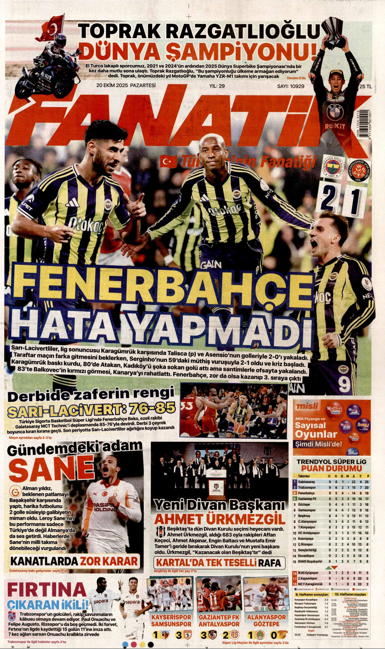 FANATİK Gazete Manşeti