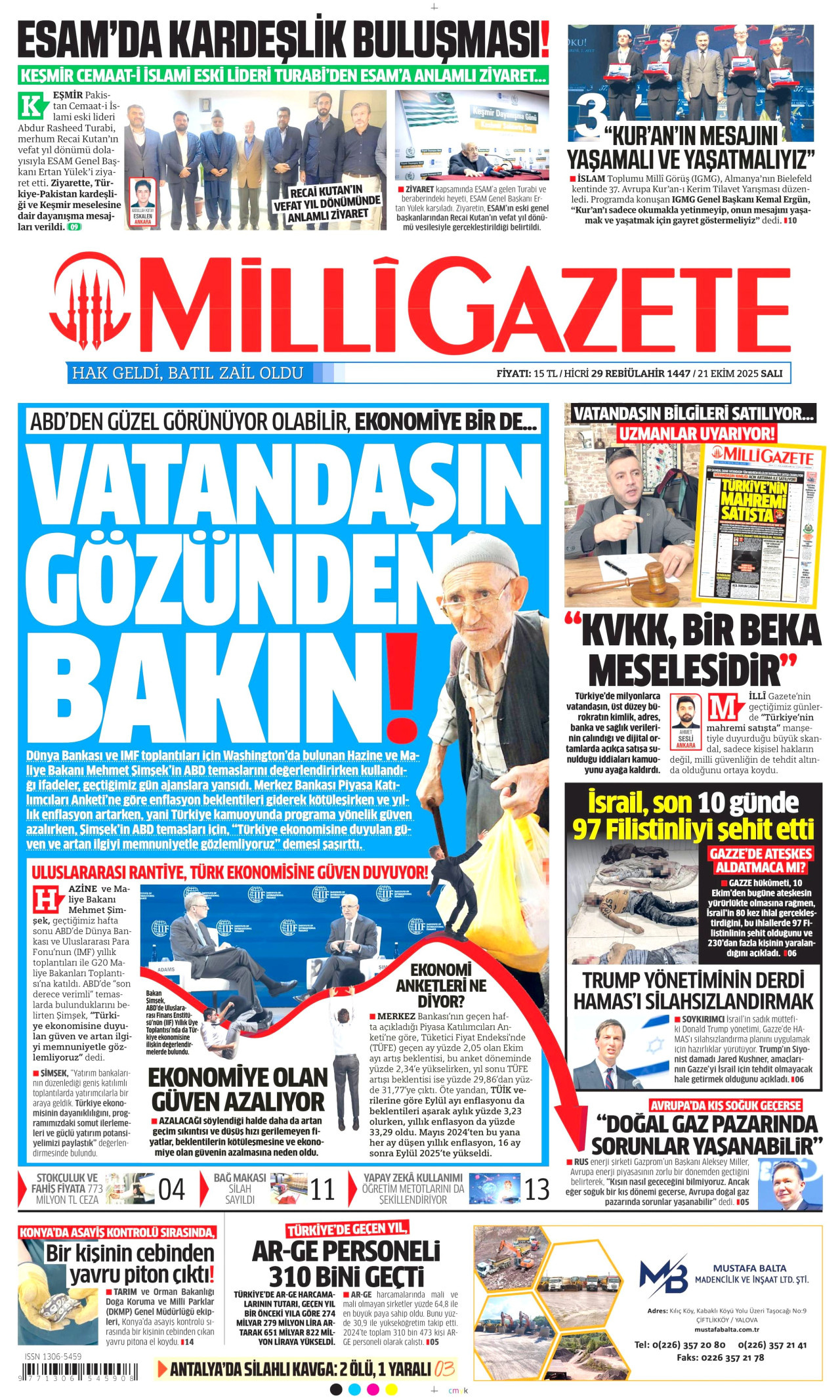 MİLLİ GAZETE Gazete Manşeti