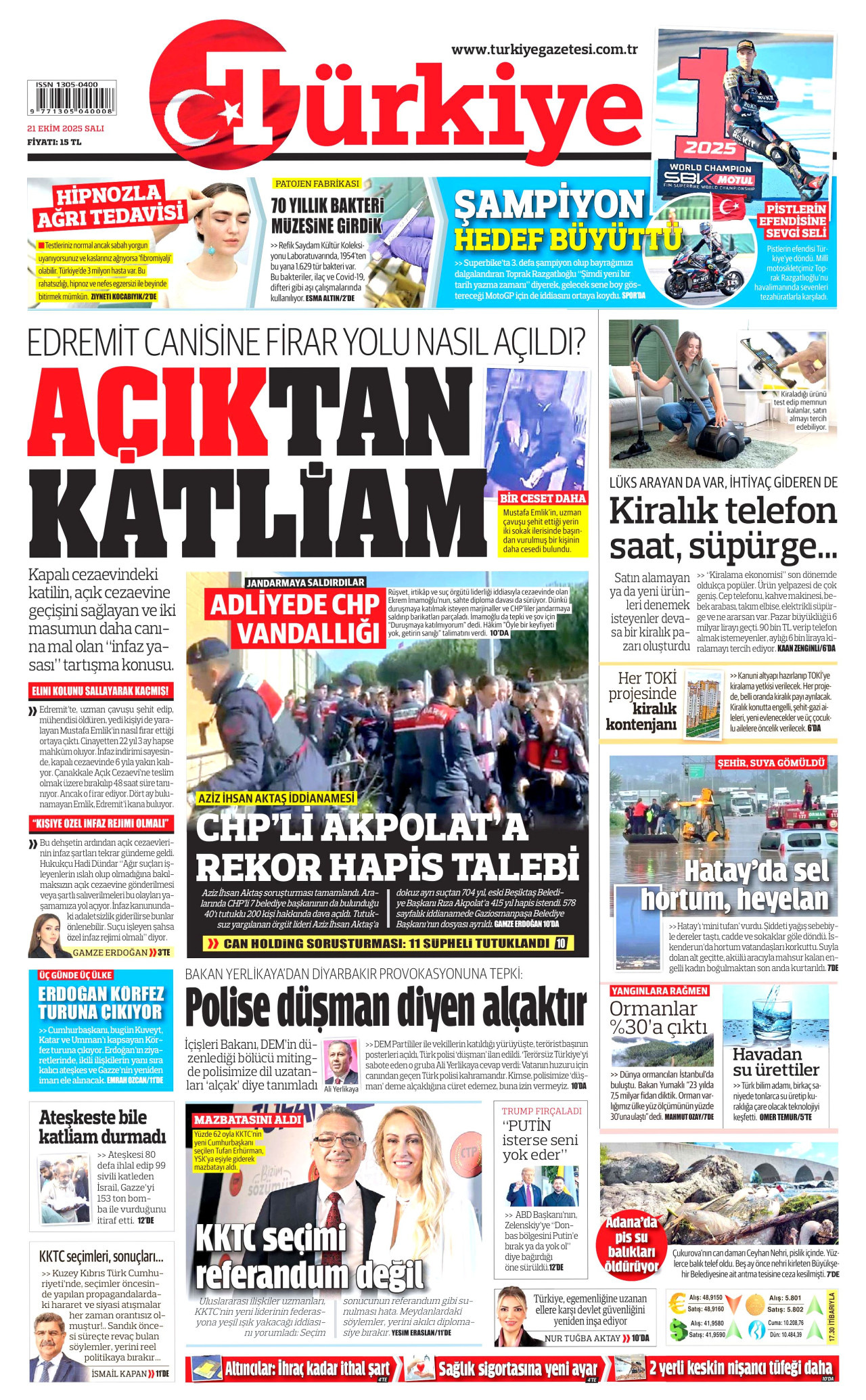 TÜRKİYE GAZETESİ Gazete Manşeti