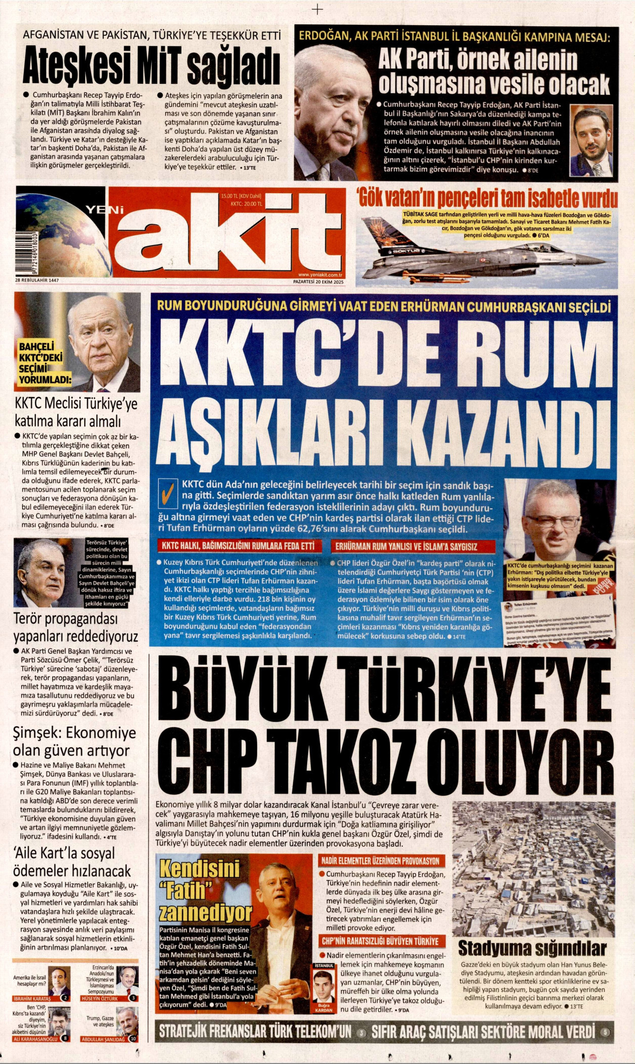 YENİ AKİT Gazete Manşeti