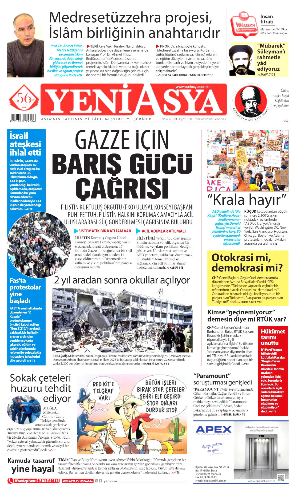 YENİ ASYA Gazete Manşeti