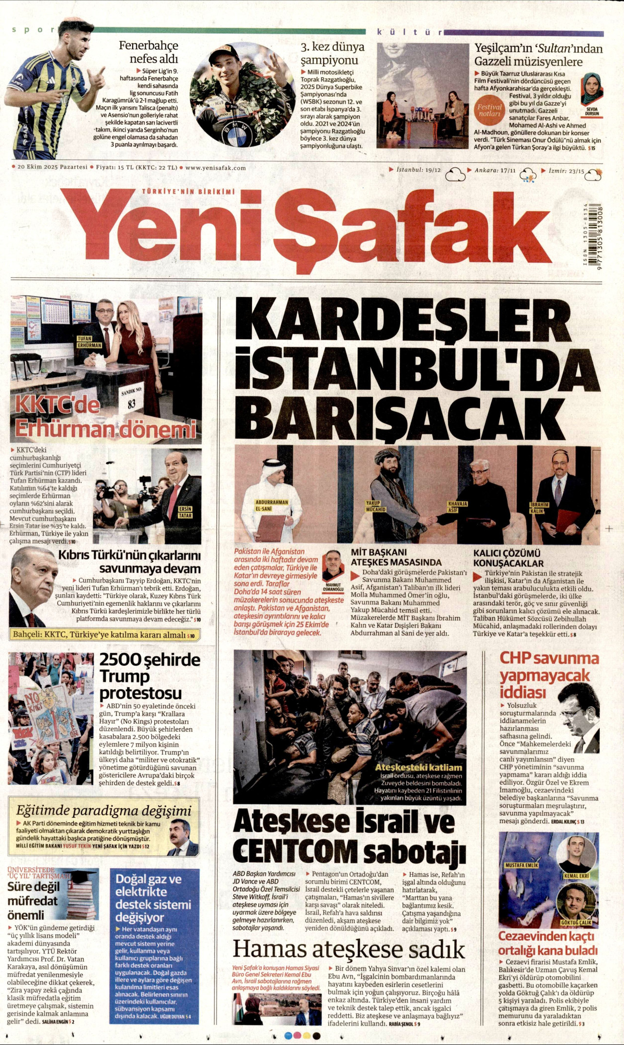 YENİ ŞAFAK Gazete Manşeti
